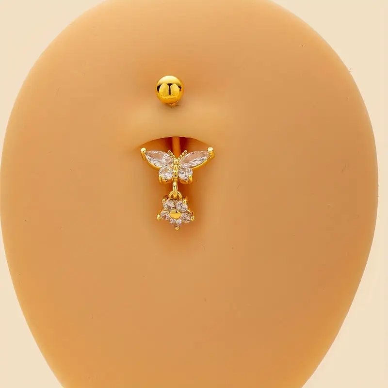 Modischer Bauchnabelpiercing-Schmuck im europäischen und amerikanischen Stil mit luxuriösem Touch und Schmetterlingsanhänger