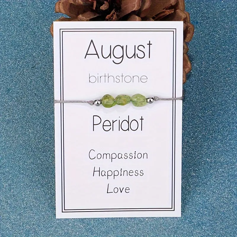 12 Monate Geburtsstein geflochtenes Armband mit Segenskarte | Geschenk für Frauen