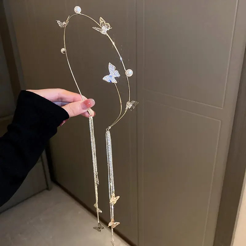 Stück Elegantes Schmetterlings-Quasten-Haarband für Frauen, ätherisches Fotografie-Requisit, Wald-Haarspange-Accessoire, traditionelles chinesisches Haarornament, süßer Stil