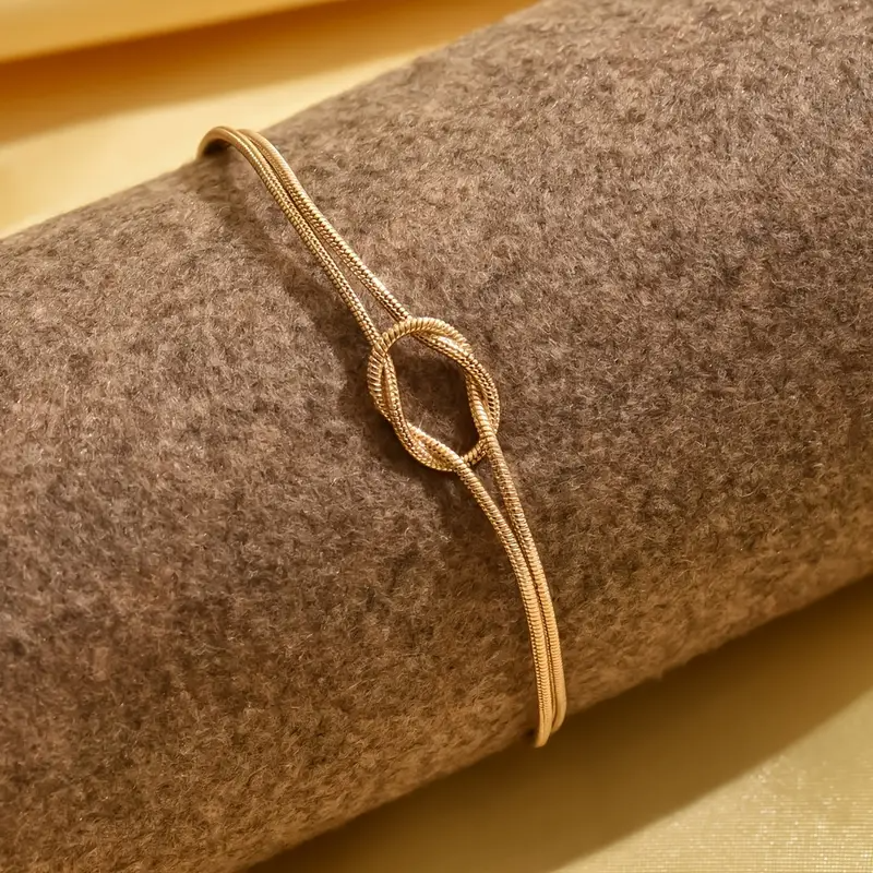 1 Stück elegantes 14K goldbeschichtetes Kupfer-Schlangenknochen-Armband für Damen, Alltag, Ganzjahres-Tragen, vielseitiger Stil