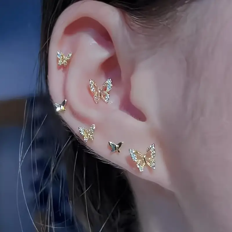 3 Paar kleine, exquisite, elegante und flexible Schmetterlingsohrringe, geeignet für den täglichen Gebrauch und Partys von Frauen, perfektes Geschenk für die Feiertage, modisches Ohrring-Set