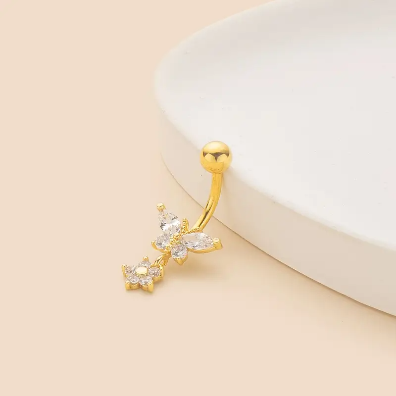 Modischer Bauchnabelpiercing-Schmuck im europäischen und amerikanischen Stil mit luxuriösem Touch und Schmetterlingsanhänger