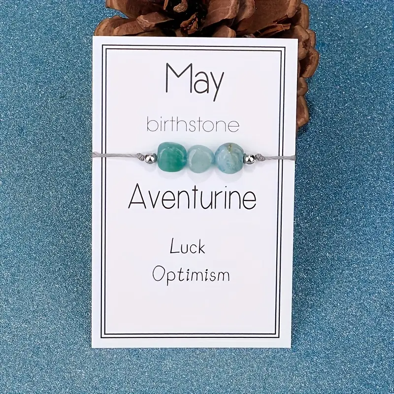 12 Monate Geburtsstein geflochtenes Armband mit Segenskarte | Geschenk für Frauen