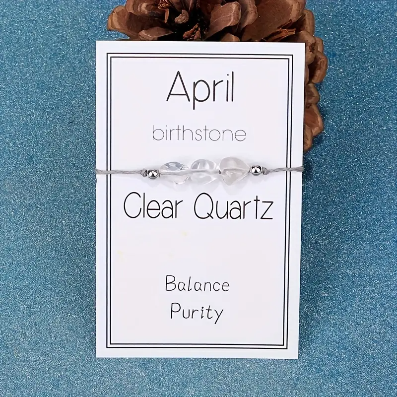 12 Monate Geburtsstein geflochtenes Armband mit Segenskarte | Geschenk für Frauen