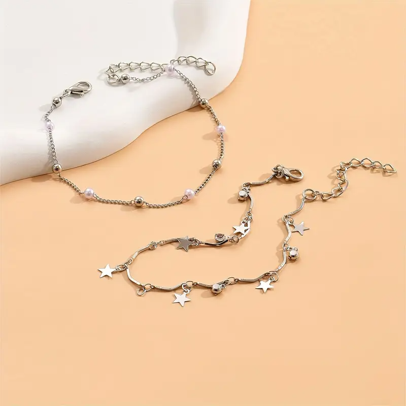 Set Imitationsperlen Stern Anhänger Fußkettchen