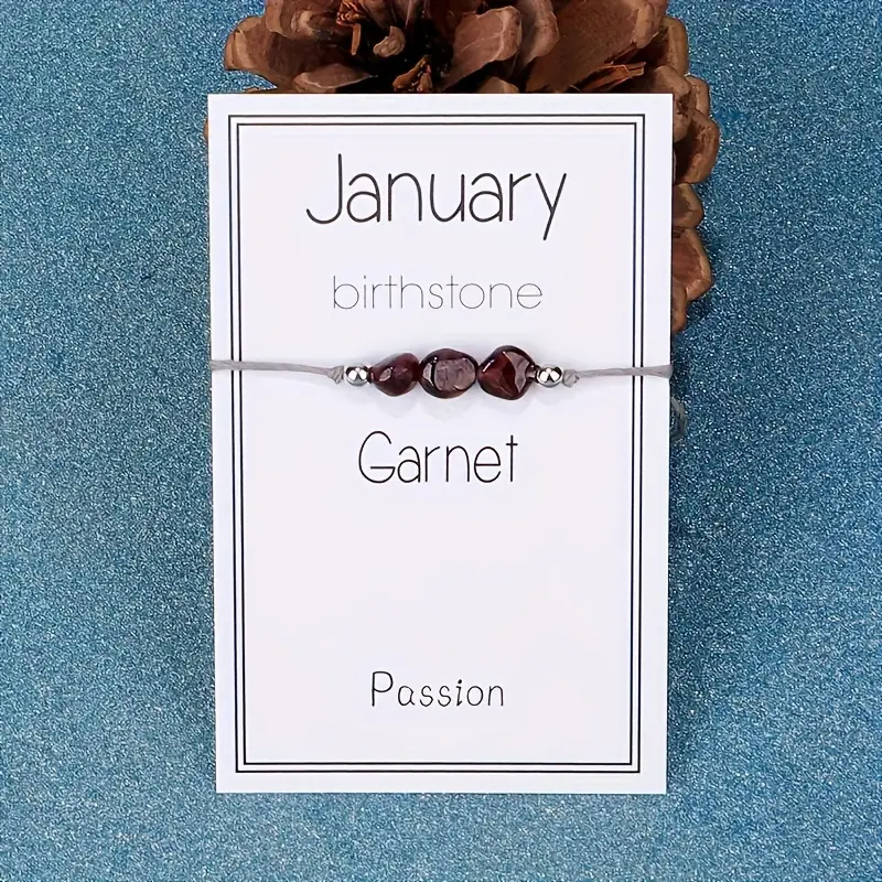 12 Monate Geburtsstein geflochtenes Armband mit Segenskarte | Geschenk für Frauen