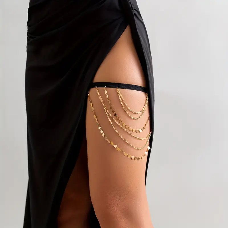 [Elastische Beinkette Accessory] Sexy Elastische Beinkette - Handgemachte Liebeskette mit Mehrlagigen Quasten Body Accessory