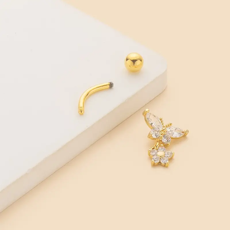 Modischer Bauchnabelpiercing-Schmuck im europäischen und amerikanischen Stil mit luxuriösem Touch und Schmetterlingsanhänger