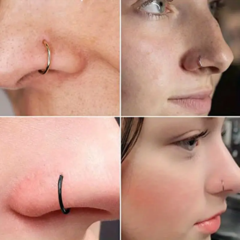 Punk-Stil D-Form Nasenclip Fake-Piercing Nasenring Damen Nasenclip Körperschmuck