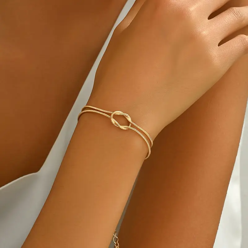 1 Stück elegantes 14K goldbeschichtetes Kupfer-Schlangenknochen-Armband für Damen, Alltag, Ganzjahres-Tragen, vielseitiger Stil