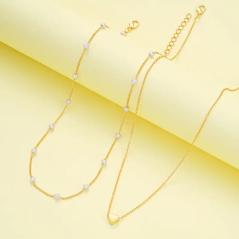 3-teiliges Set mit Einfachen Herzförmigen Halsketten und Armbändern für Frauen, Perfekt für Dates und Freizeitkleidung