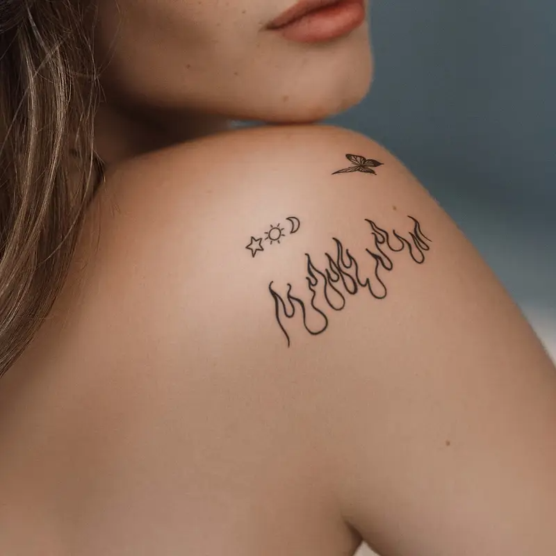 STARTTOOS 4er-Set Temporäre Tattoos - Schwarzer Herzschlag, Liebessprüche, Blumen- & Schmetterlingsdesigns für Finger, Handgelenke, Ohren - Hält 3-5 Tage