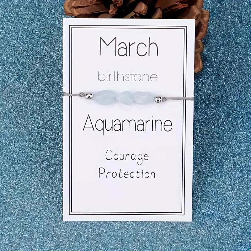 12 Monate Geburtsstein geflochtenes Armband mit Segenskarte | Geschenk für Frauen