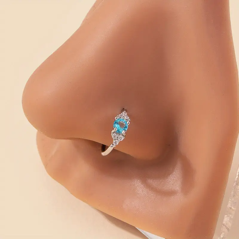 Stück Koreanischer Stil Synthetischer Zirkonia-Nasenring für Damen, Kupfer gepunztes Nasenpiercing