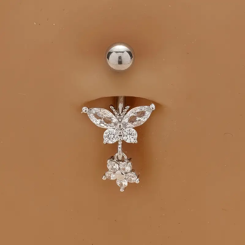 Modischer Bauchnabelpiercing-Schmuck im europäischen und amerikanischen Stil mit luxuriösem Touch und Schmetterlingsanhänger
