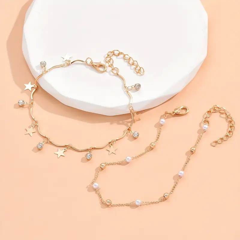 Set Imitationsperlen Stern Anhänger Fußkettchen