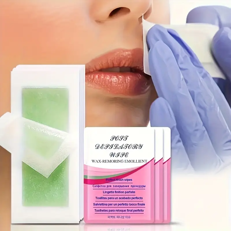 10 Stück Wachspapier zur Haarentfernung für Lippen, Gesicht, Augenbrauen und Bikinizone, Reine Honigwachs-Pflegetücher