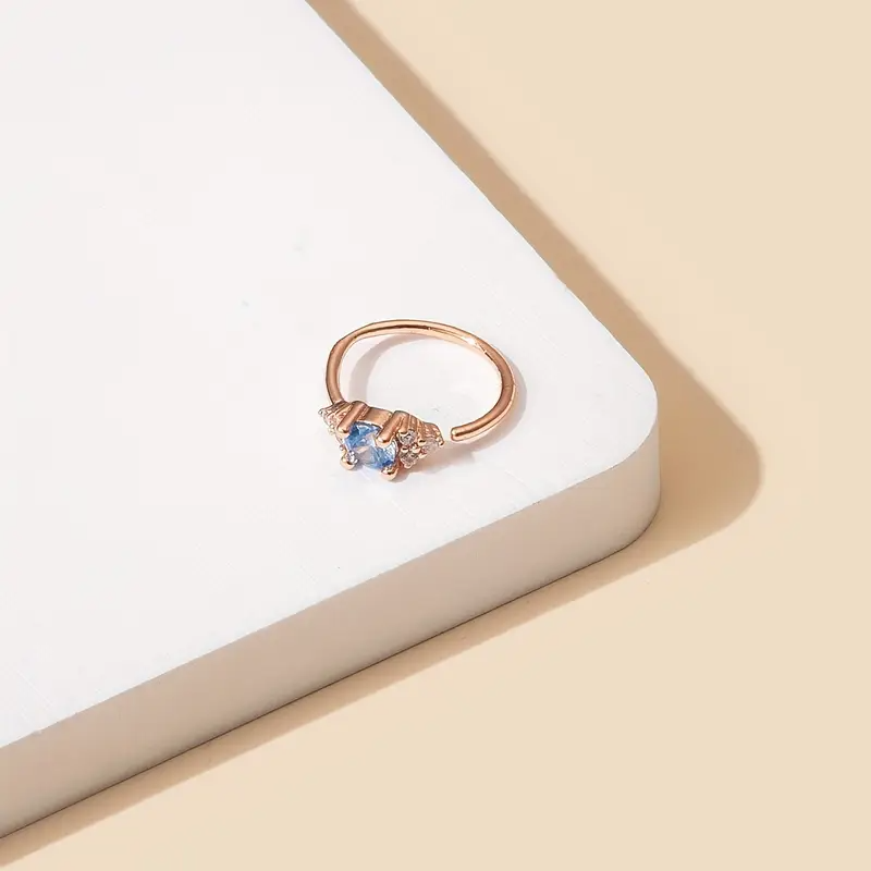 Stück Koreanischer Stil Synthetischer Zirkonia-Nasenring für Damen, Kupfer gepunztes Nasenpiercing