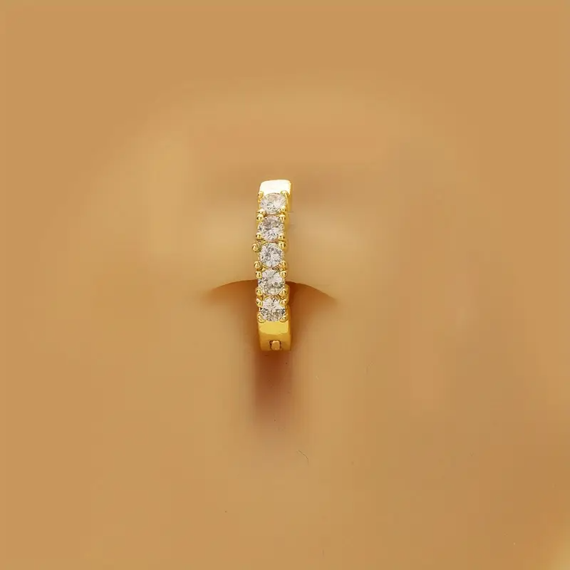 Stück minimalistischer U-förmiger Bauchnabelring aus Edelstahl mit funkelnden synthetischen Zirkonia-Steinen