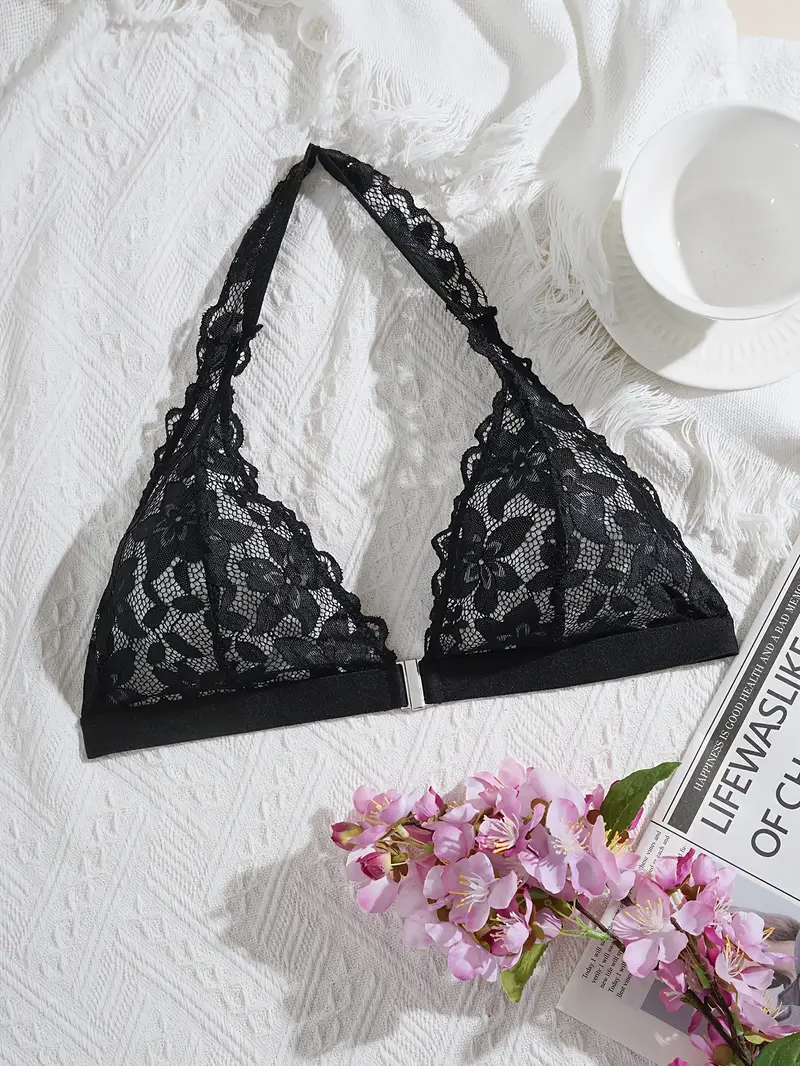 Damen-Spitzennachthemd mit Rückenfreundlichem Design - Atmungsaktiv & Bequem in Schwarzem Netzstoff, Kabellos mit Abnehmbaren Polstern, Vollabdeckung für Lässige Kleidung, Bequemer Trag | Halbtransparentes Dessous | Abnehmbare Polster