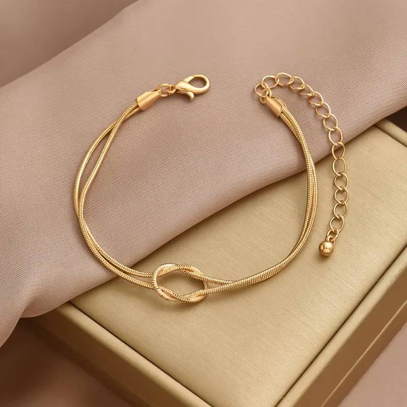 1 Stück elegantes 14K goldbeschichtetes Kupfer-Schlangenknochen-Armband für Damen, Alltag, Ganzjahres-Tragen, vielseitiger Stil