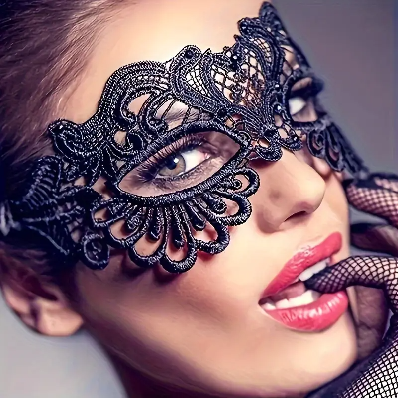 Spitzenmaske - Halbmaske für Damen, Schwarz, sexy Augenmaske